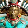 Antique Bronze Shiva Dancing Idol Nataraja Statue With decorative Stone Art Of India For Sale - Image 5