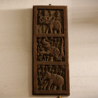 Gajendramoksham Antique Wooden Carved Hindu Panels