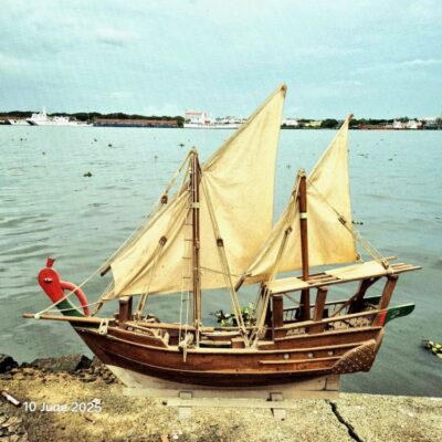 Exqusite Vintage Wooden Ship Miniature For Sale