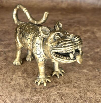 Rare Theyyam Bhoothakola Tiger Bronze Figure – Antique Ritual Artifact