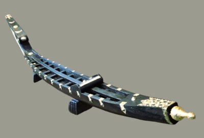 Kerala-Style Wooden Snake Boat with Brass Decoration