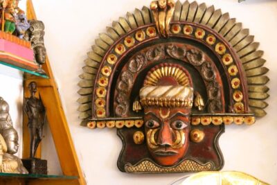 Handcrafted Wooden Theyyam Mask – Traditional Kerala Ritual Art